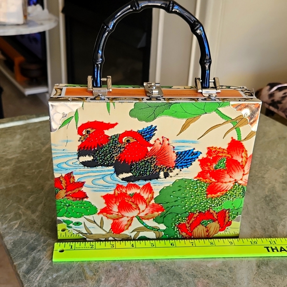 Purse by Far Nine, 9 1/4 by 7 1/2 inches.  Many pretty colors.